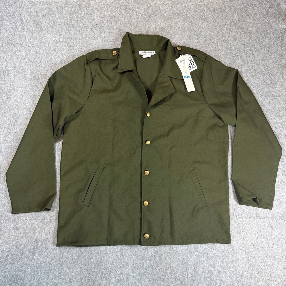 HalloweenCostumes Military Jacket Large Olive Green Cosplay Uniform Gold Button